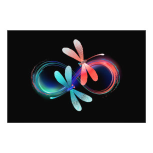 Infinity with glowing dragonflies photo print