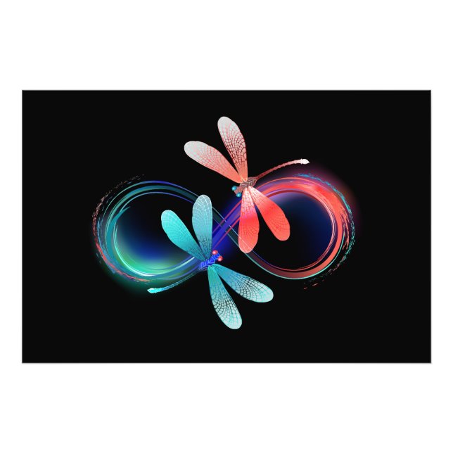 Infinity with glowing dragonflies photo print (Front)