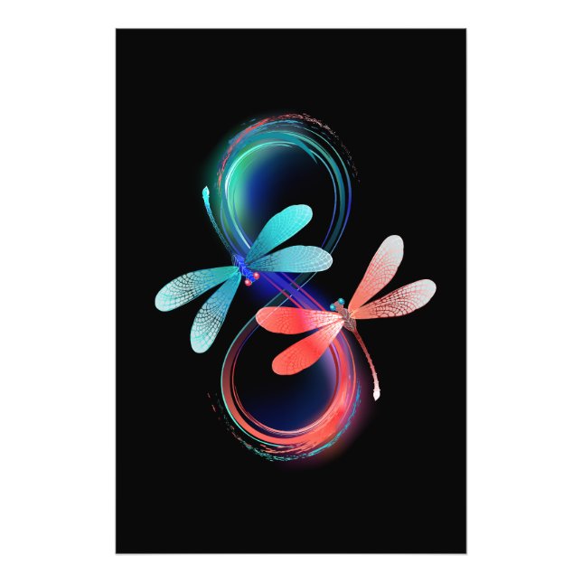 Infinity with glowing dragonflies photo print (Front)