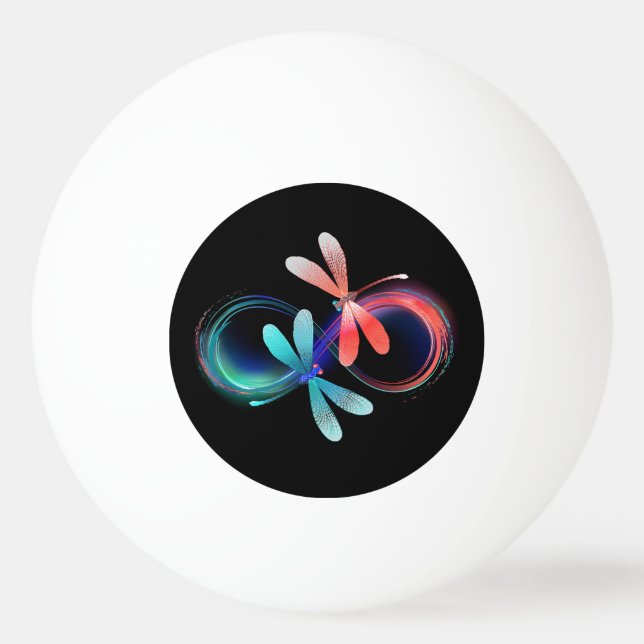 Infinity with glowing dragonflies ping pong ball (Front)