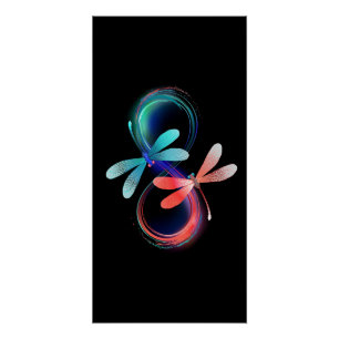 Infinity with glowing dragonflies poster