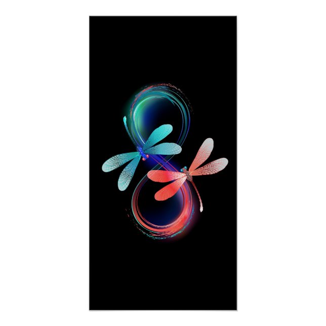 Infinity with glowing dragonflies poster (Front)
