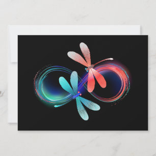 Infinity with glowing dragonflies save the date
