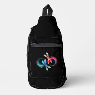 Infinity with glowing dragonflies sling bag