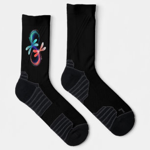 Infinity with glowing dragonflies socks