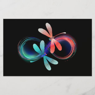 Infinity with glowing dragonflies stationery