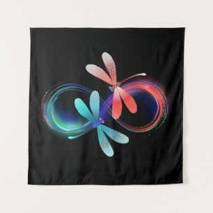 Infinity with glowing dragonflies tapestry