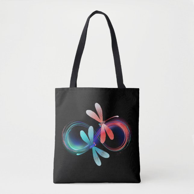 Infinity with glowing dragonflies tote bag (Front)