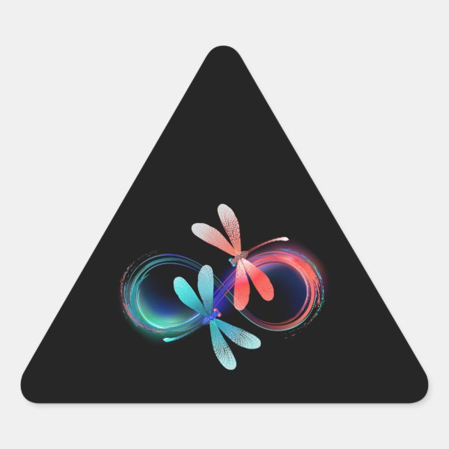 Infinity with glowing dragonflies triangle sticker (Front)