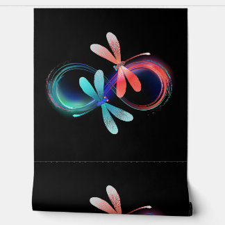 Infinity with glowing dragonflies wallpaper