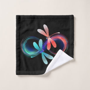 Infinity with glowing dragonflies wash cloth