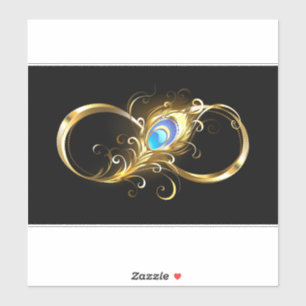 Infinity with Golden Peacock Feather