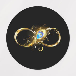 Infinity with Golden Peacock Feather
