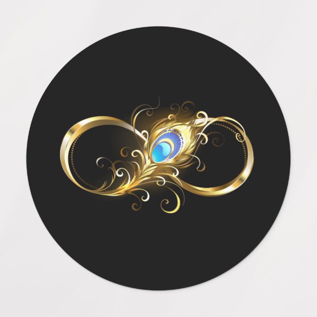 Infinity with Golden Peacock Feather (Design 1)