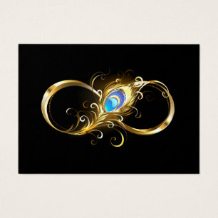 Infinity with Golden Peacock Feather