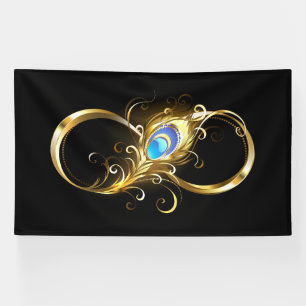 Infinity with Golden Peacock Feather Banner