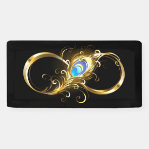 Infinity with Golden Peacock Feather Banner