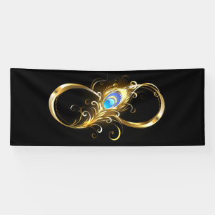 Infinity with Golden Peacock Feather Banner