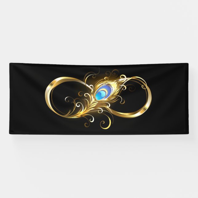 Infinity with Golden Peacock Feather Banner (Horizontal)
