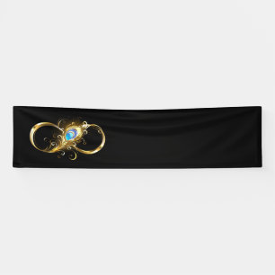 Infinity with Golden Peacock Feather Banner