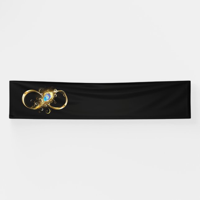 Infinity with Golden Peacock Feather Banner (Horizontal)