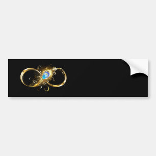 Infinity with Golden Peacock Feather Bumper Sticker