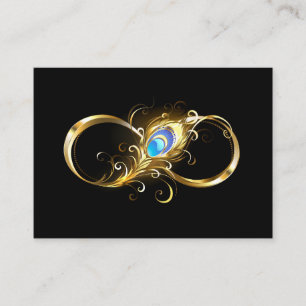 Infinity with Golden Peacock Feather Business Card