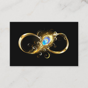 Infinity with Golden Peacock Feather Business Card