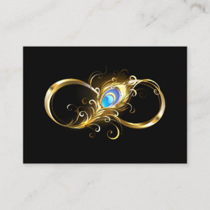 Infinity with Golden Peacock Feather Calling Card