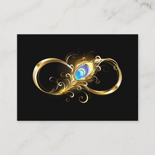 Infinity with Golden Peacock Feather Calling Card (Front)