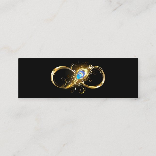 Infinity with Golden Peacock Feather Calling Card (Front)
