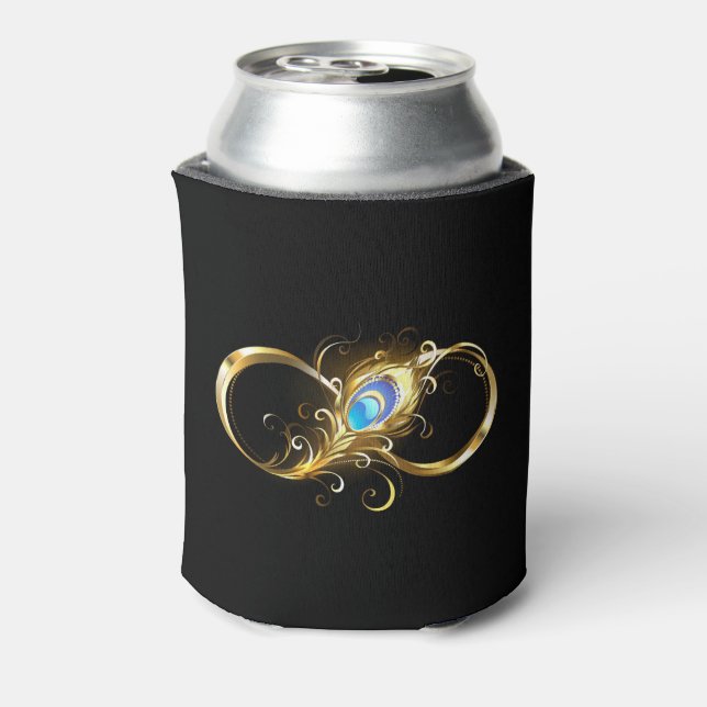 Infinity with Golden Peacock Feather Can Cooler (Can Back)