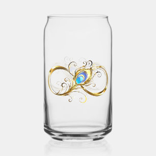 Infinity with Golden Peacock Feather Can Glass