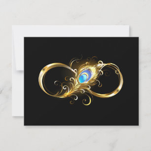Infinity with Golden Peacock Feather Card