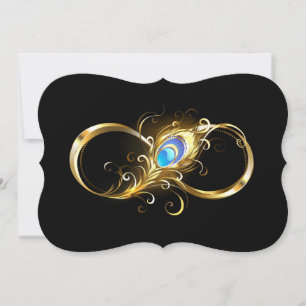 Infinity with Golden Peacock Feather Card