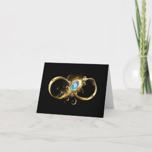 Infinity with Golden Peacock Feather Card