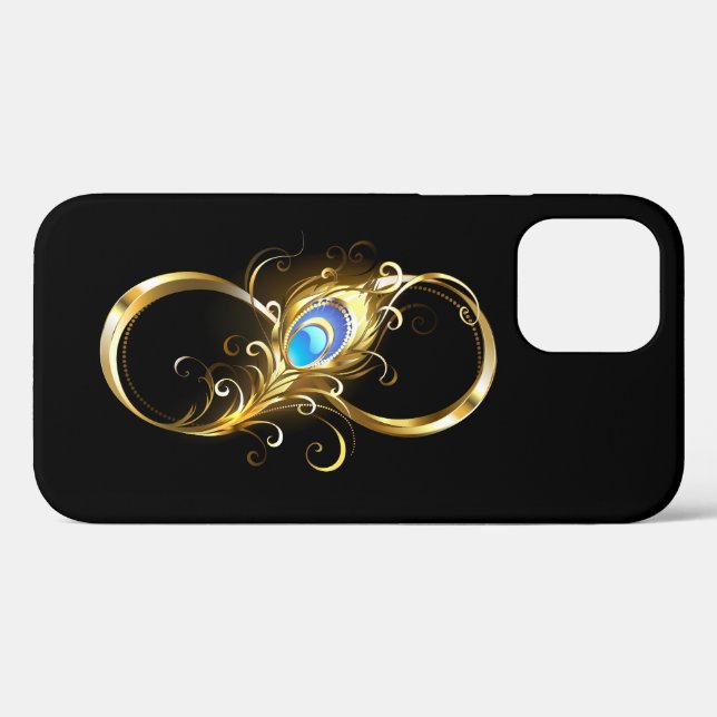 Infinity with Golden Peacock Feather Case-Mate iPhone Case (Back (Horizontal))