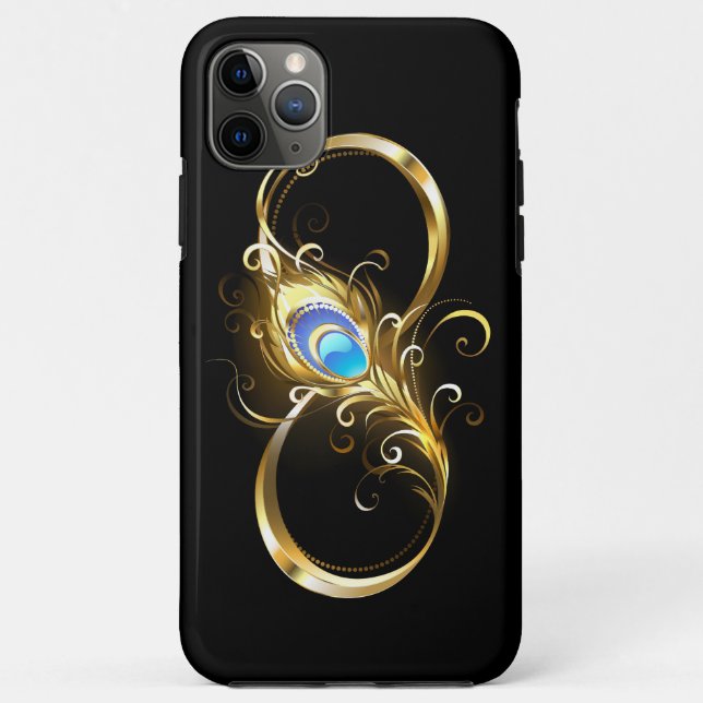 Infinity with Golden Peacock Feather Case-Mate iPhone Case (Back)