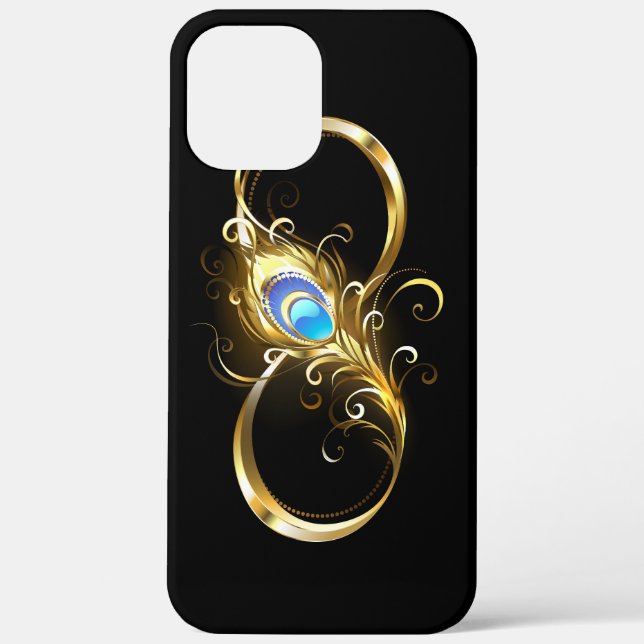 Infinity with Golden Peacock Feather Case-Mate iPhone Case (Back)