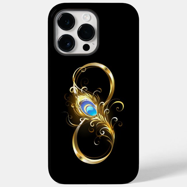 Infinity with Golden Peacock Feather Case-Mate iPhone Case (Back)
