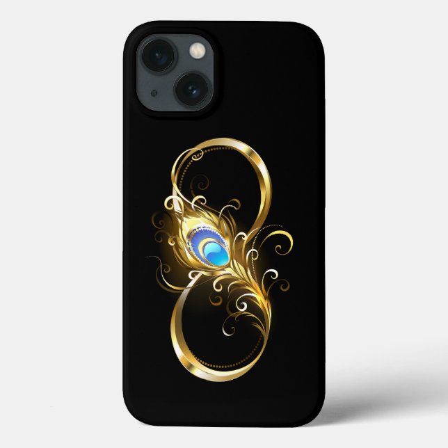 Infinity with Golden Peacock Feather Case-Mate iPhone Case (Back)