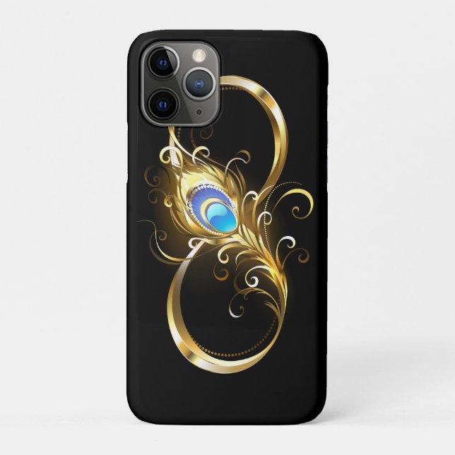 Infinity with Golden Peacock Feather Case-Mate iPhone Case (Back)