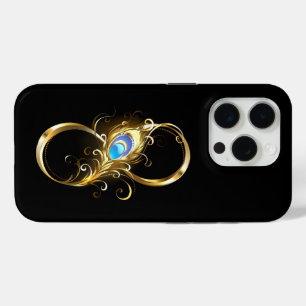 Infinity with Golden Peacock Feather iPhone 15 Pro Case