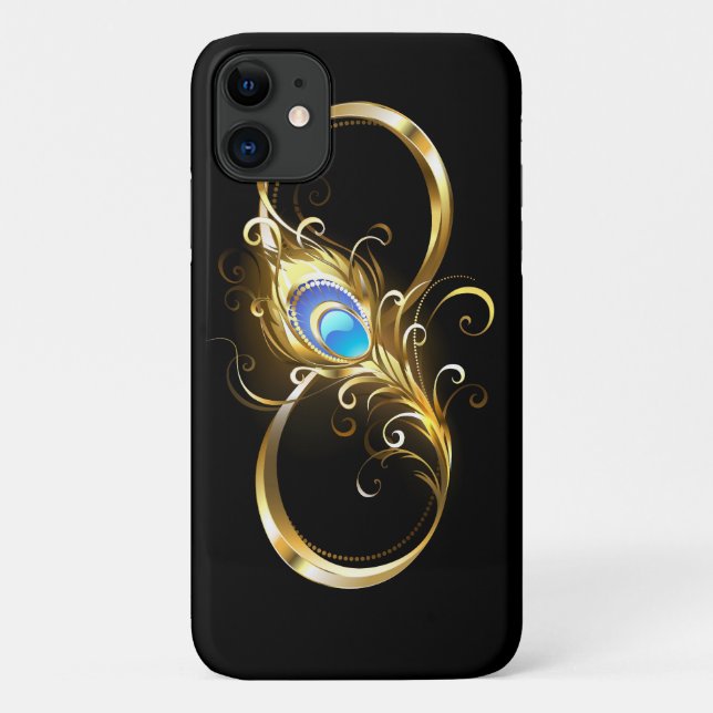 Infinity with Golden Peacock Feather Case-Mate iPhone Case (Back)
