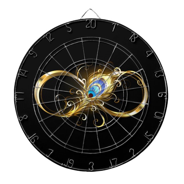 Infinity with Golden Peacock Feather Dartboard (Front)