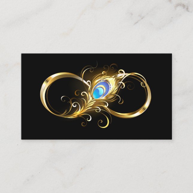 Infinity with Golden Peacock Feather Enclosure Card (Front)