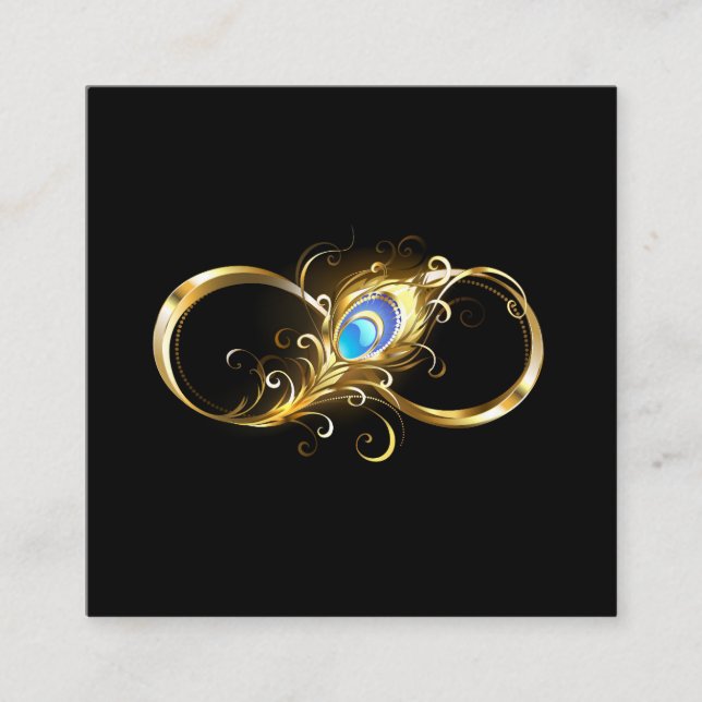 Infinity with Golden Peacock Feather Enclosure Card (Front)