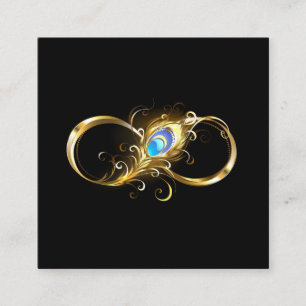 Infinity with Golden Peacock Feather Enclosure Card