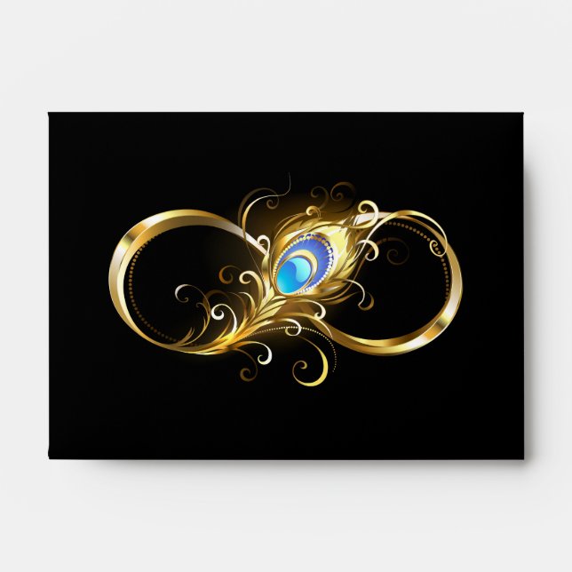Infinity with Golden Peacock Feather Envelope (Front)
