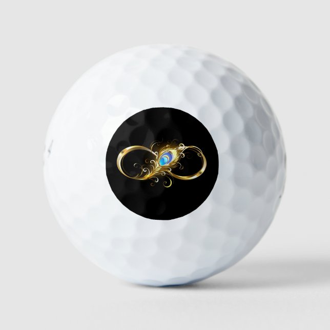 Infinity with Golden Peacock Feather Golf Balls (Front)
